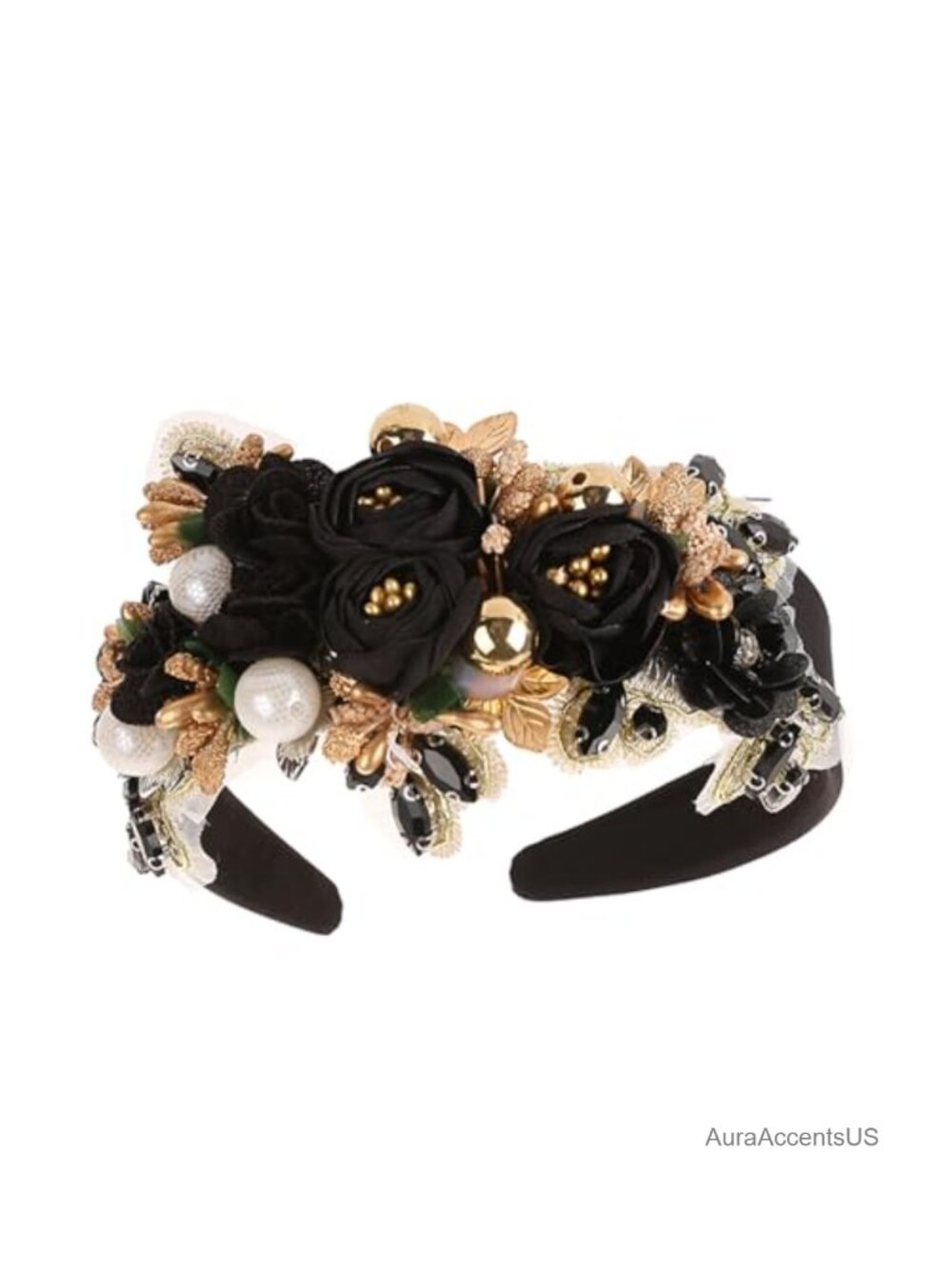 Rhinestone Floral Headband Pearl Crystal Bohemian Wedding Hair Accessory
